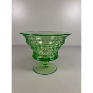Vintage Cambridge 1930's Uranium Martha Washington Footed Compote‎ Thumbprint UV
